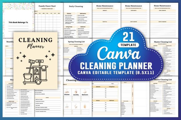 Download Cleaning Planner Canva KDP Interiors - Interiors Collection