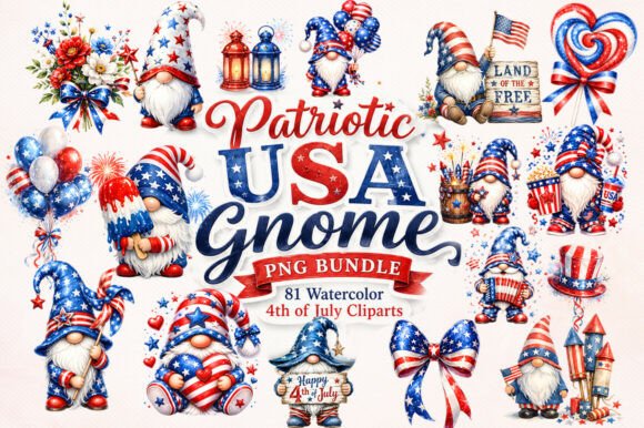Download Patriotic-usa-gnome-png-bundle-pack - Bundle Collection