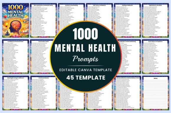 Download 1000 Mental Health Prompts KDP Interiors - Interiors Collection