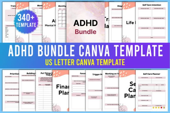 Download ADHD Planner Bundle Canva Templates - Bundle Collection