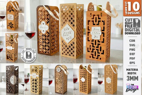 Download Wine Bottle Gift Boxes Laser Cut Bundle - Bundle Collection