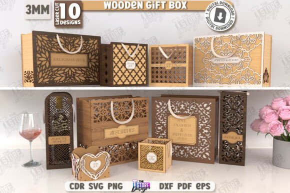 Download Wooden Gift Boxes Laser Cut Bundle | CNC - Bundle Collection