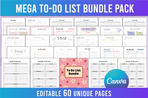 Download Editable Mega to Do List Bundle Pack KDP - Bundle Collection