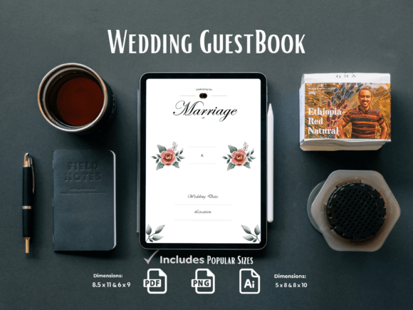 Download Rose Wedding Guest Book KDP Interior - Guest book Collection