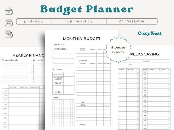 Download Printable Budget Planner Bundle Finances - Bundle Collection