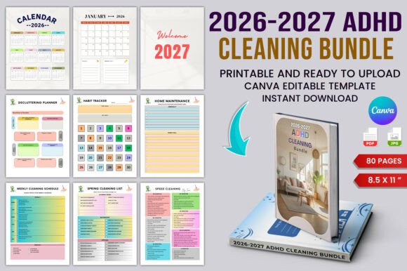 Download 2026–2027 ADHD Cleaning Planner Bundle - Bundle Collection