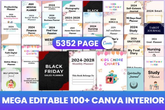 Download Mega Editable 100+ KDP Bundle Canva - Bundle Collection