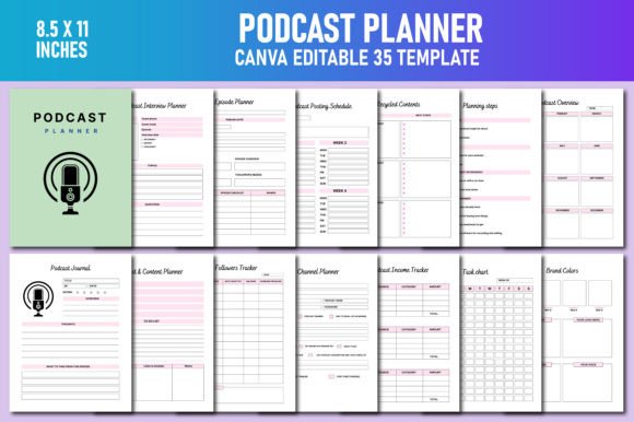Download Podcast Planner Canva KDP Interiors - Interiors Collection