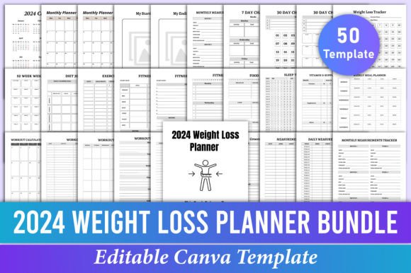 Download 2024 Weight Loss Planner Bundle Canva - Bundle Collection