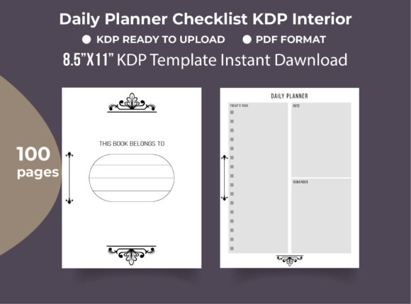 Download Daily Planner KDP Interior Printable - Interior printable Collection