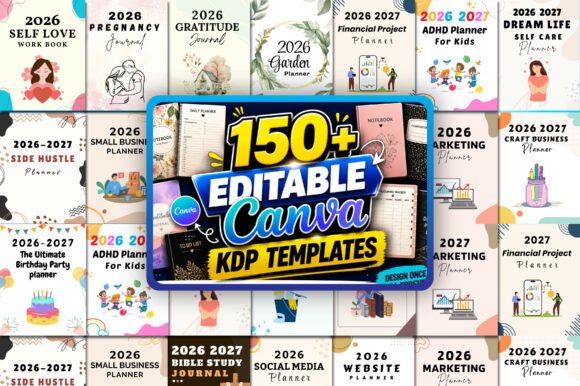 Download 150+ Canva Editable KDP Planner Bundle - Bundle Collection