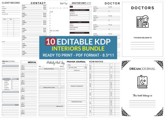 Download 10 Editable KDP Interiors Bundle Pack - Bundle Collection