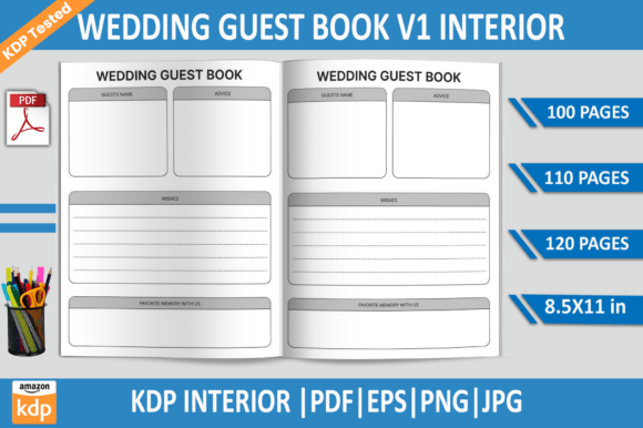 Download Wedding Guest Book | KDP Interior - Guest book Collection
