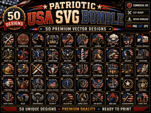 Download Patriotic USA SVG Premium Bundle Pack - Bundle Collection