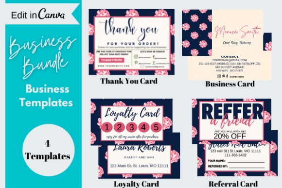 Download Small Business Card Bundle, Canva Templates - Bundle Collection