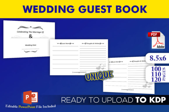 Download Wedding Guest Book KDP Interior Template - Guest book Collection