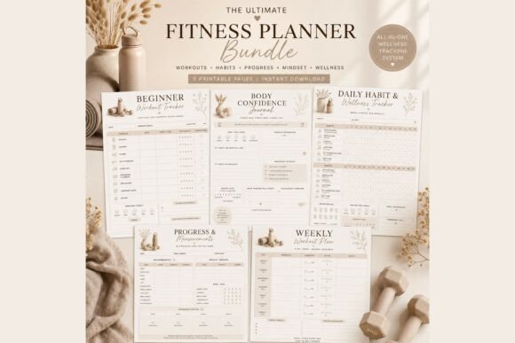 Download Minimal Home Fitness Planner Bundle - Bundle Collection