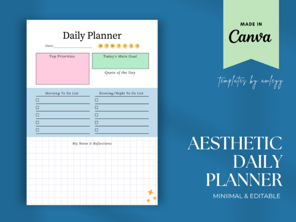 Download Aesthetic Daily Planner Template | CANVA - Premium Bundle