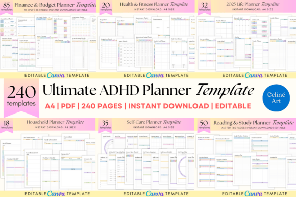 Download Ultimate ADHD Planner Templates Bundle - Bundle Collection
