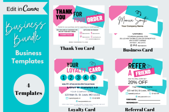 Download Small Business Card Bundle, Canva Templates - Bundle Collection
