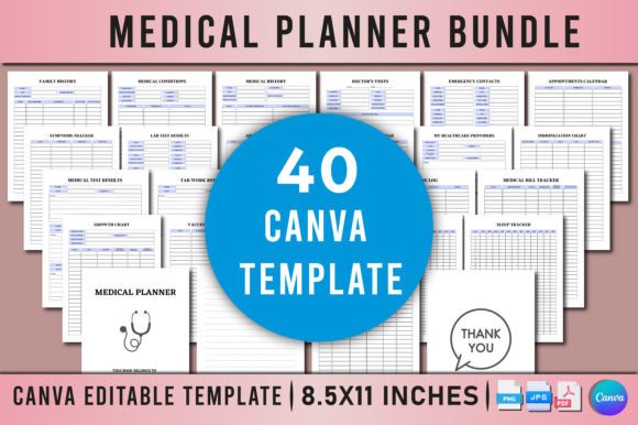 Download Medical Planner Bundle for Canva - Bundle Collection