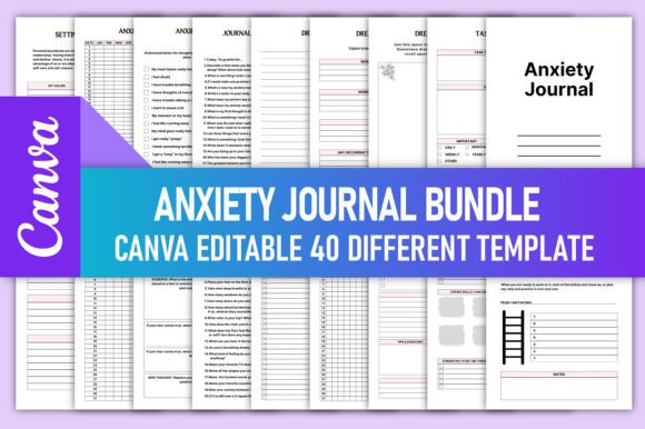 Download Editable Anxiety Journal Bundle Canva - Bundle Collection