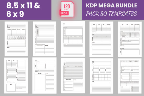 Download 50 KDP Interior Template Editable Bundle - Bundle Collection