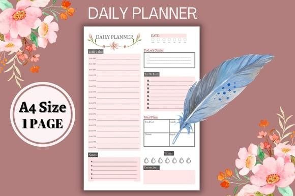 Download Floral &amp; Pink Daily Planner Page Inserts - Planner page Collection