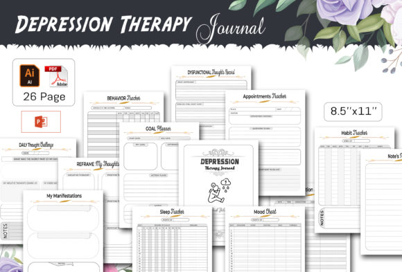 Download Depression Therapy Journal Bundle Sheets - Bundle Collection