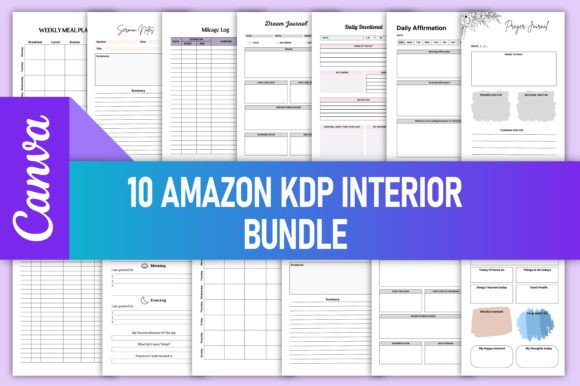 Download Editable 10 KDP Interiors Bundle Canva - Bundle Collection