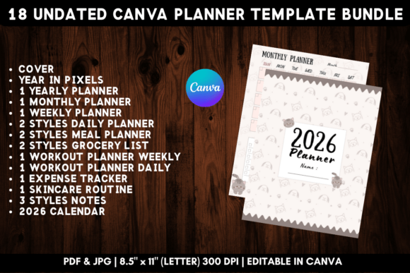 Download Printable Canva Planner Template Bundle - Bundle Collection
