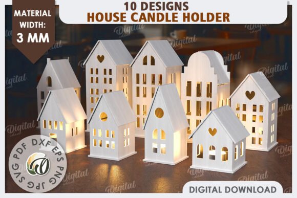 Download House Candle Holders Laser Cut Bundle - Bundle Collection