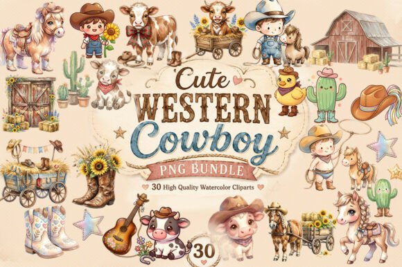 Download Cute-western-cowboy-png-bundle-pack - Bundle Collection