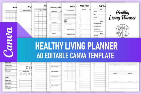 Download Healthy Living Planner Bundle Canva KDP - Bundle Collection