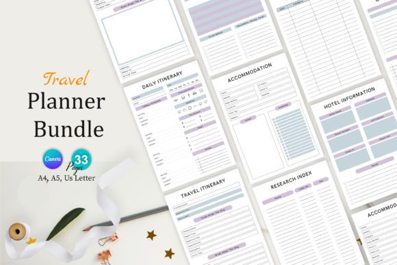Download Editable Travel Planner Bundle Pack - Bundle Collection