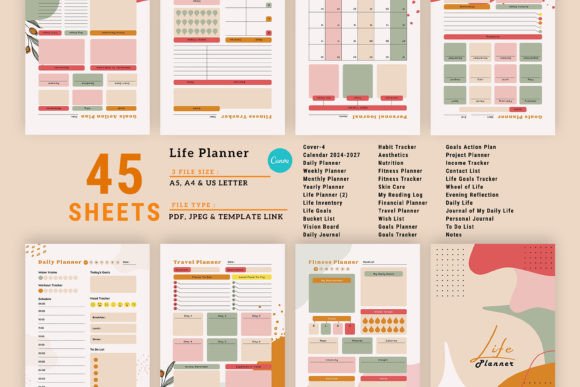 Download Editable Canva Life Planner Bundle Pack - Bundle Collection