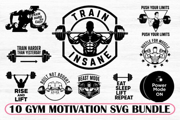 Download 10 Gym Motivation Typography Bundle - Bundle Collection