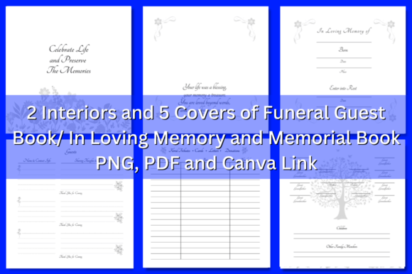 Download 2 Funeral Guest Book Interior + 5 Covers - Guest book Collection