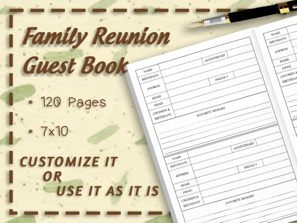 Download Family Reunion Guest Book Interior 120p - Guest book Collection