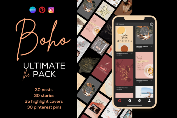 Download Boho Insta &amp; Pins CANVA Bundle - Bundle Collection
