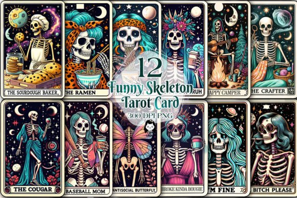 Download Funny Skeleton Woman Tarot Card Bundle - Bundle Collection
