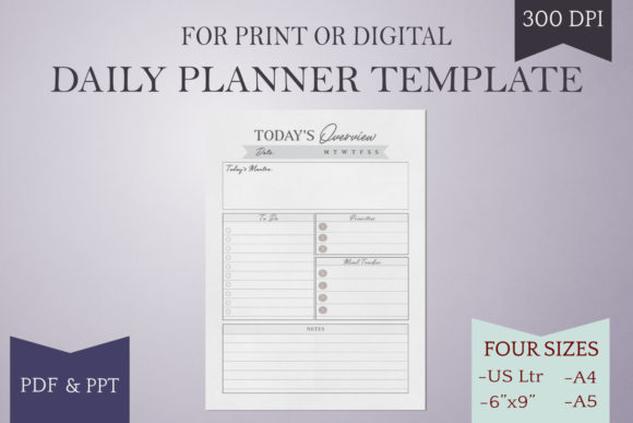 Download Daily Planner Page - Printable - 4 Sizes - Planner page Collection
