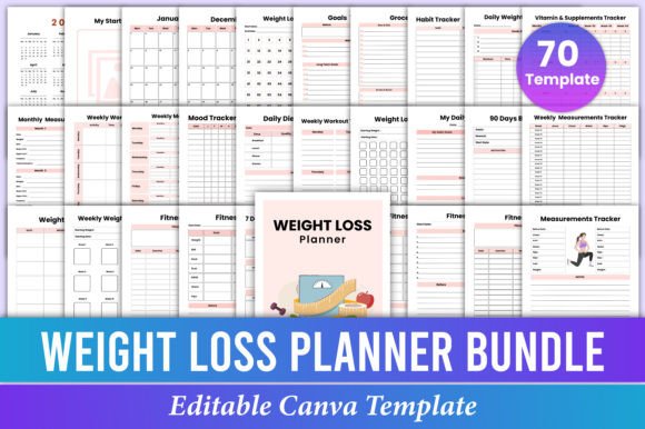 Download Weight Loss Planner Bundle Canva Kdp - Bundle Collection