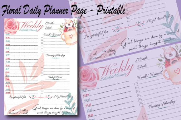 Download Floral Daily Planner Page - Printable - Planner page Collection