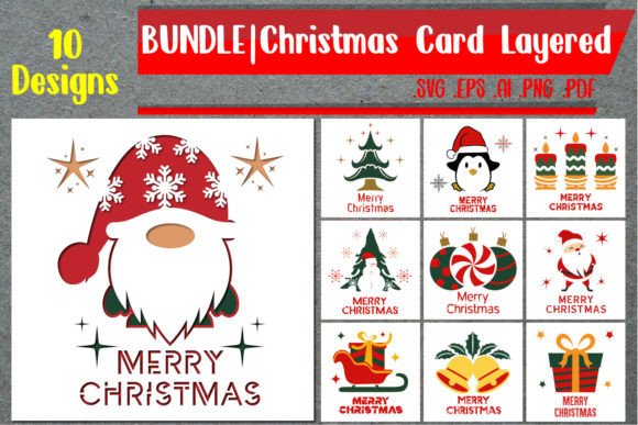 Download BUNDLE | Christmas Card Layered Svg - Bundle Collection