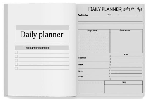 Download Daily Planner KDP Interior Printable - Interior printable Collection