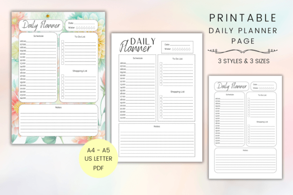 Download Printable Daily Planner Page Floral - Planner page Collection